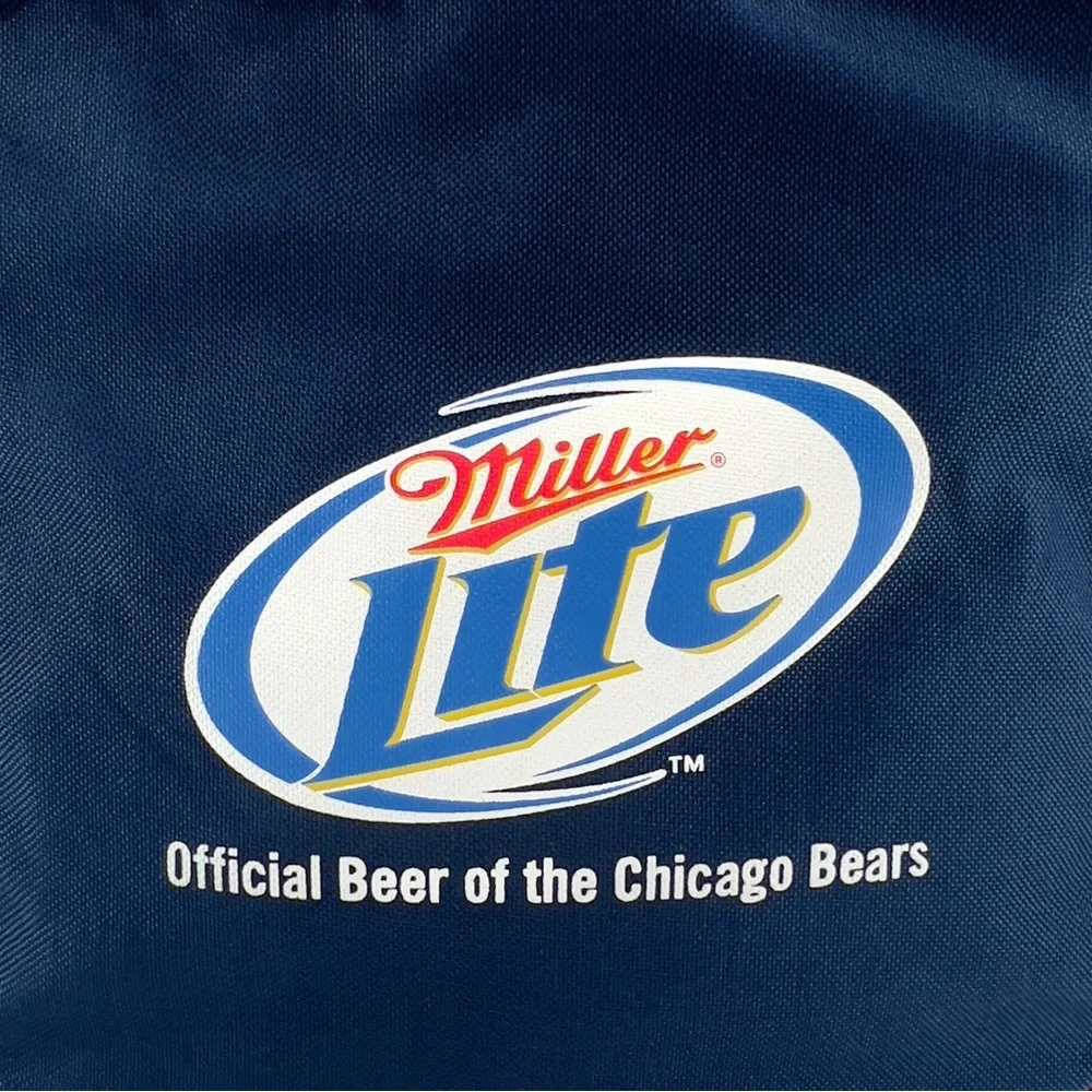 Vtg Chicago Bears Miller Lite Promo Duffel Bag Navy Orange Football Gym NFL Y2K